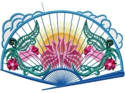 Oriental Fans Applique Set