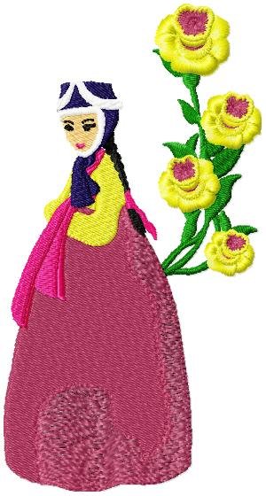 Korean Women004 embroidery design